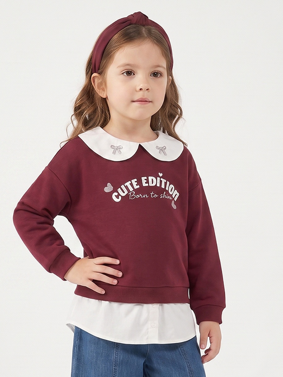 Juniors Printed Twofer Sweatshirt with Long Sleeves