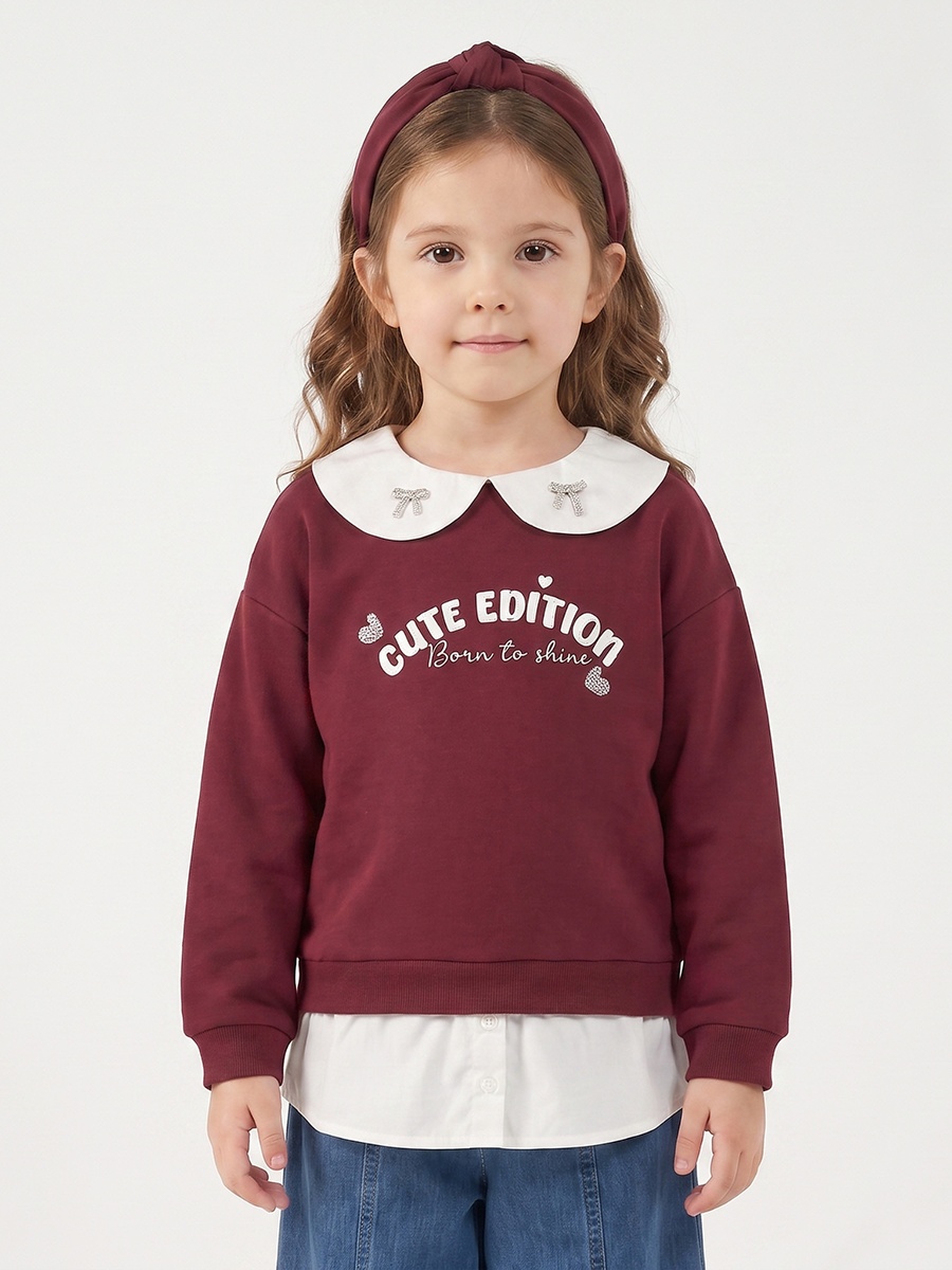 Juniors Printed Twofer Sweatshirt with Long Sleeves
