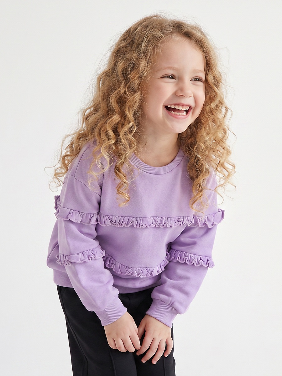 Juniors Ruffle Detail Sweatshirt with Long Sleeves