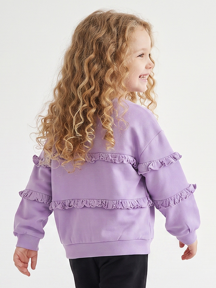 Juniors Ruffle Detail Sweatshirt with Long Sleeves