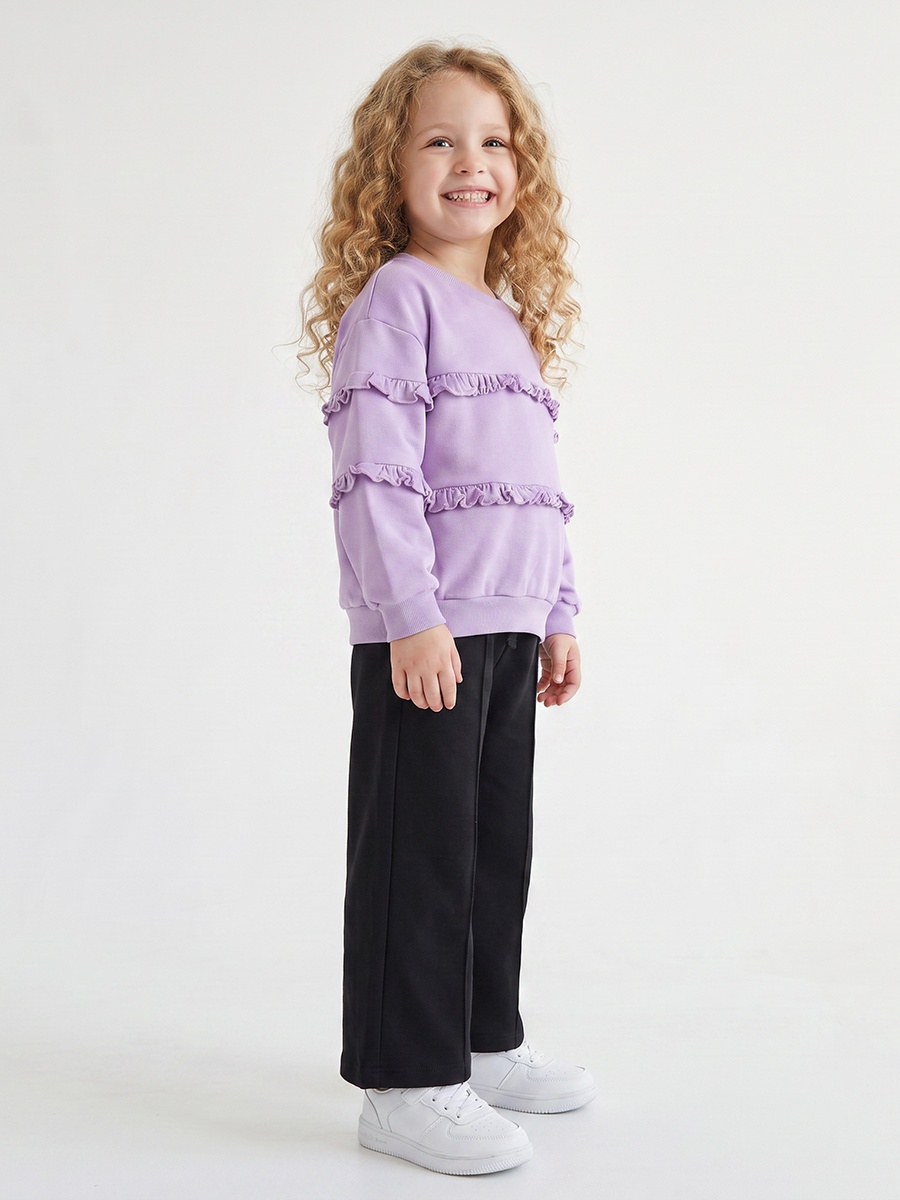 Juniors Ruffle Detail Sweatshirt with Long Sleeves