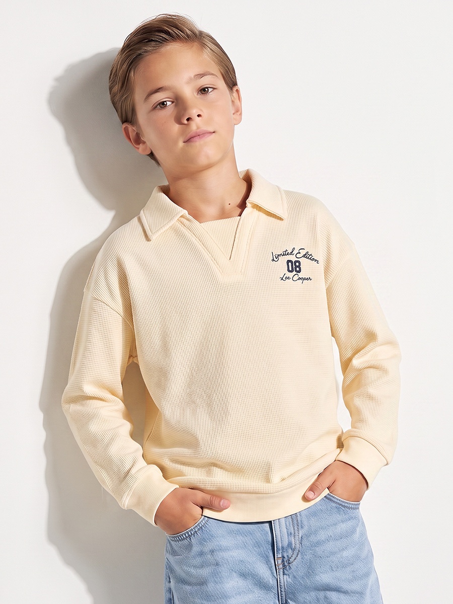 Lee Cooper Collared Sweatshirt with Logo Embroidery