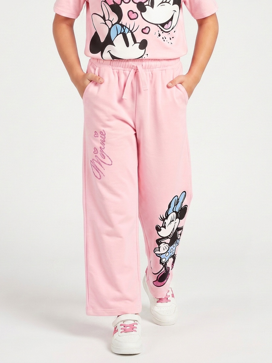 Disney Elasticated Drawstring Waist Track Pants with Minnie Mouse Print