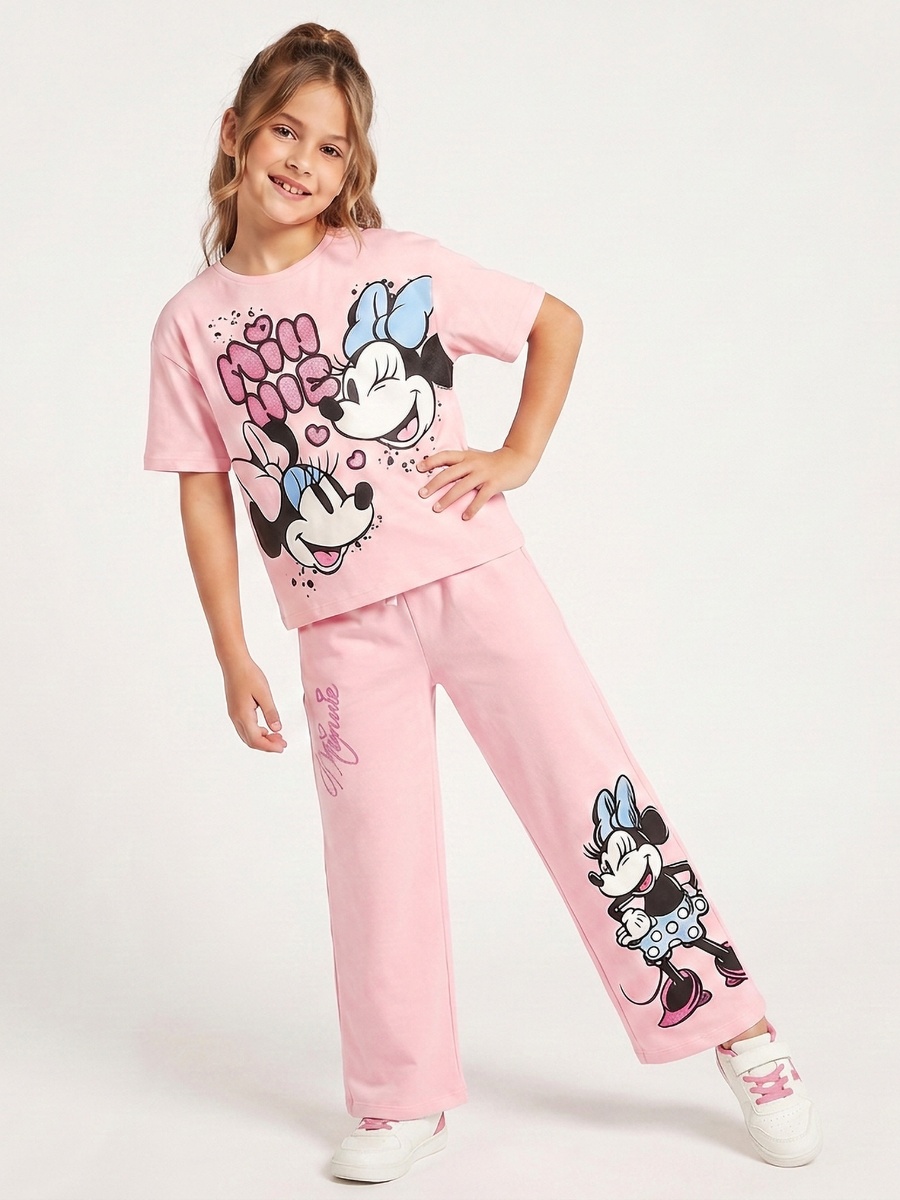 Disney Elasticated Drawstring Waist Track Pants with Minnie Mouse Print