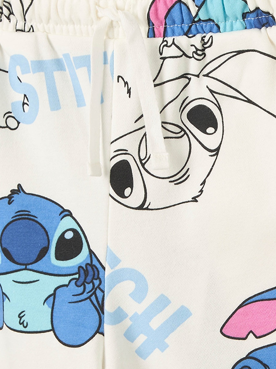 Disney Drawstring Waist Wide Leg Track Pants with Stitch Print