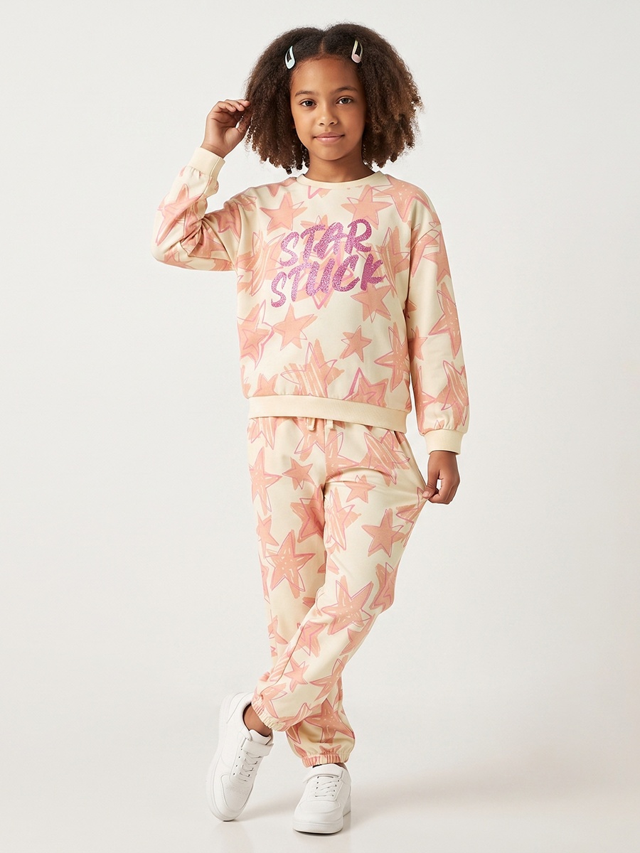 Juniors Elasticated Waist Joggers with Star Print