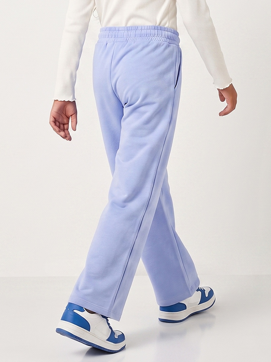 Juniors Drawstring Waist Wide Leg Track Pants with Pocket