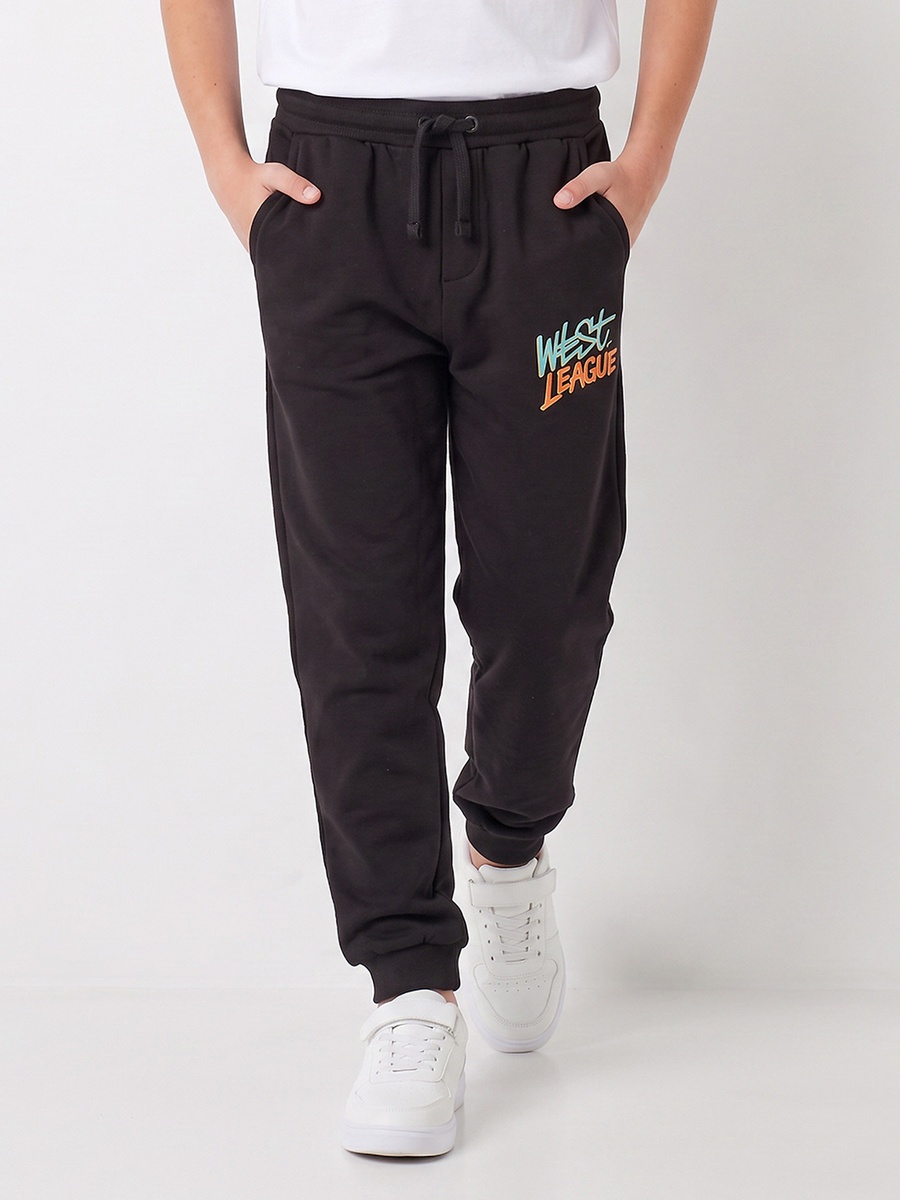 Juniors Elasticated Drawstring Waist Joggers with Text Print
