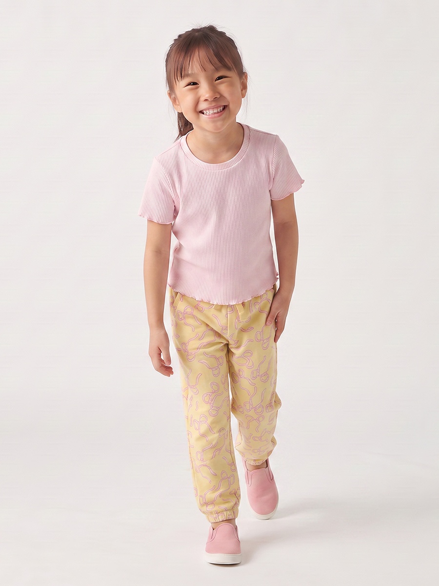 Juniors Elasticated Drawstring Waist Joggers with Bow Print