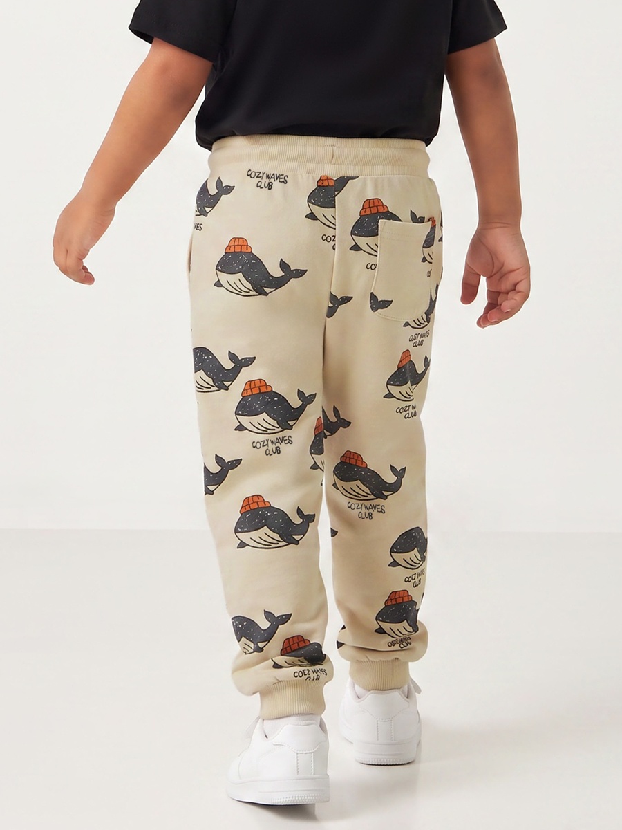Juniors Elasticated Drawstring Waist Joggers with Whale Print