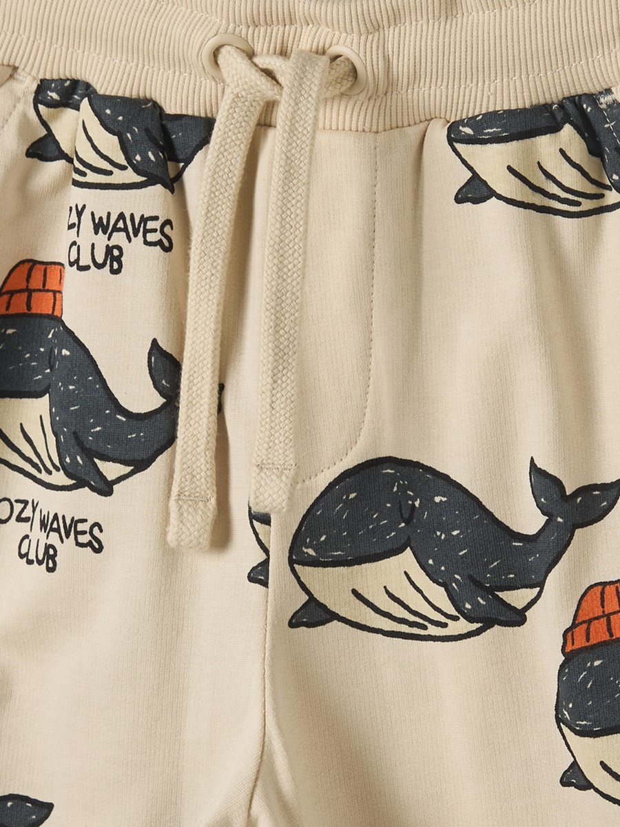 Juniors Elasticated Drawstring Waist Joggers with Whale Print