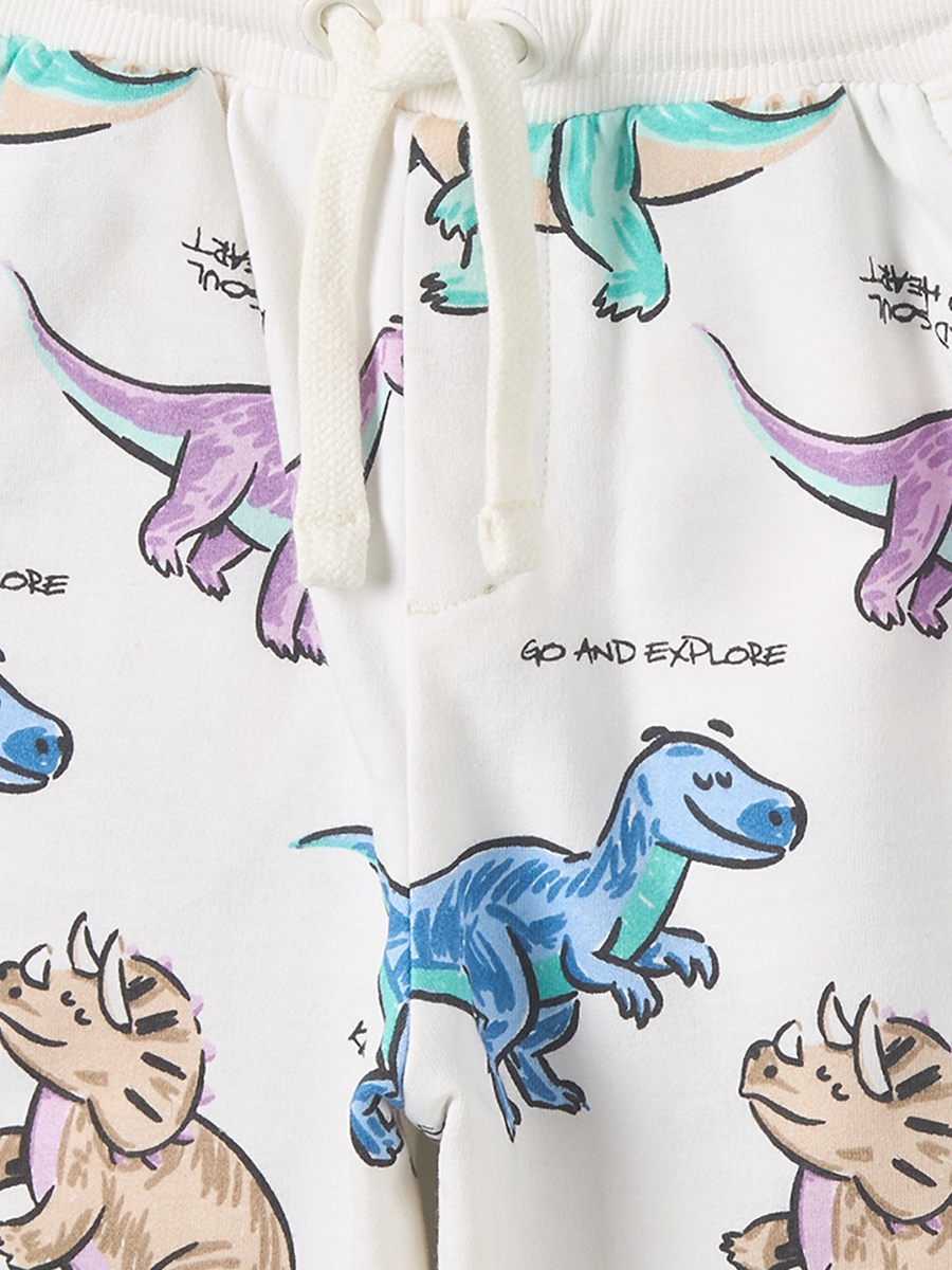 Juniors Elasticated Drawstring Waist Joggers with Dinosaur Print