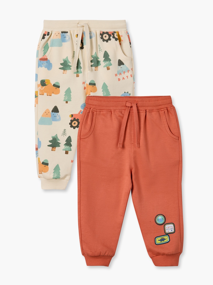 Pack of 2 Juniors Drawstring Waist Joggers with Dinosaur Accent