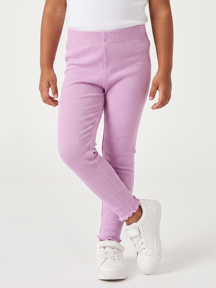 Juniors Leggings with Lettuce Hem