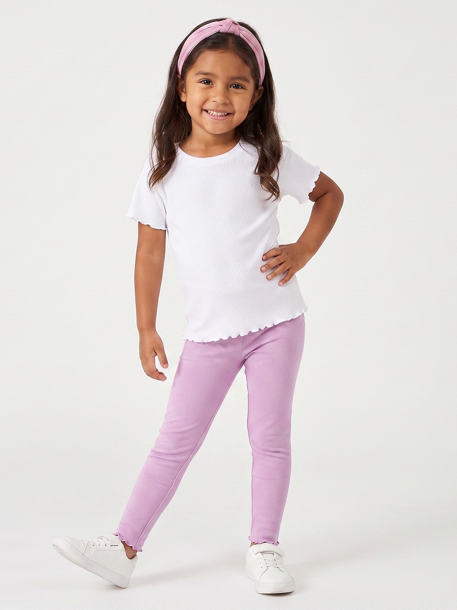 Juniors Leggings with Lettuce Hem