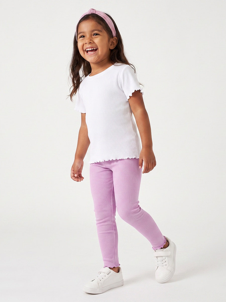 Juniors Leggings with Lettuce Hem