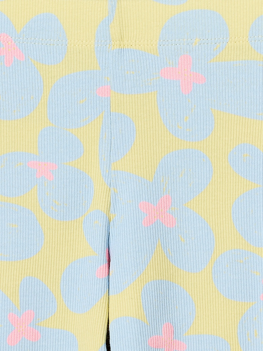 Juniors Floral Print Leggings with Lettuce Hem