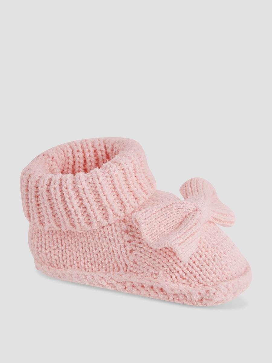 Juniors Girls Booties with Crochet and Bow Detail - Cotton