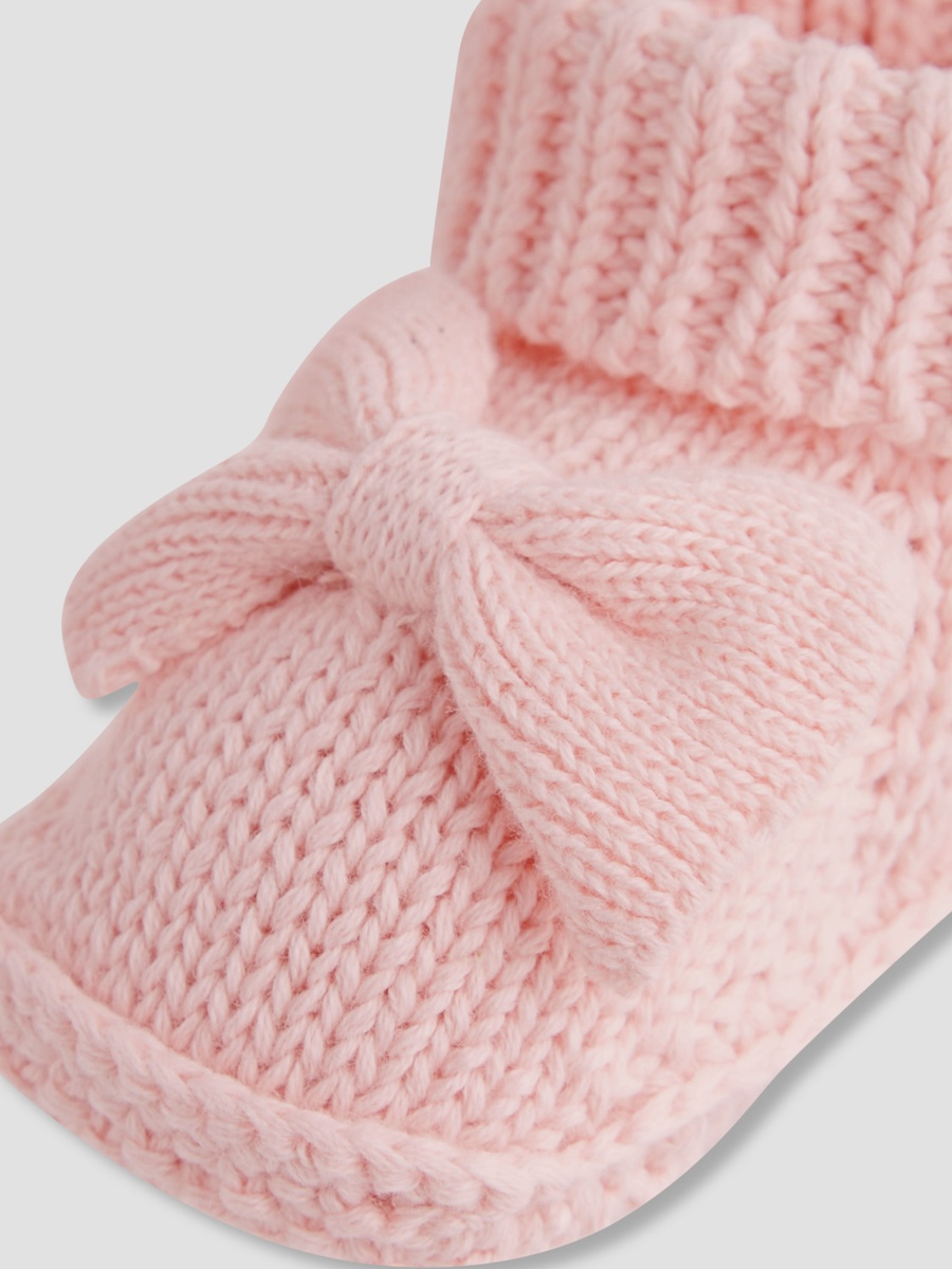 Juniors Girls Booties with Crochet and Bow Detail - Cotton