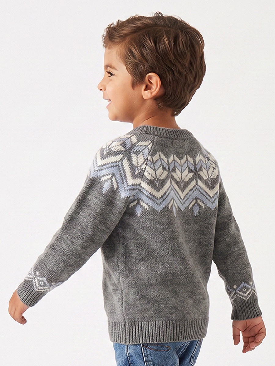 Juniors Geometric Print Sweater with Long Sleeves