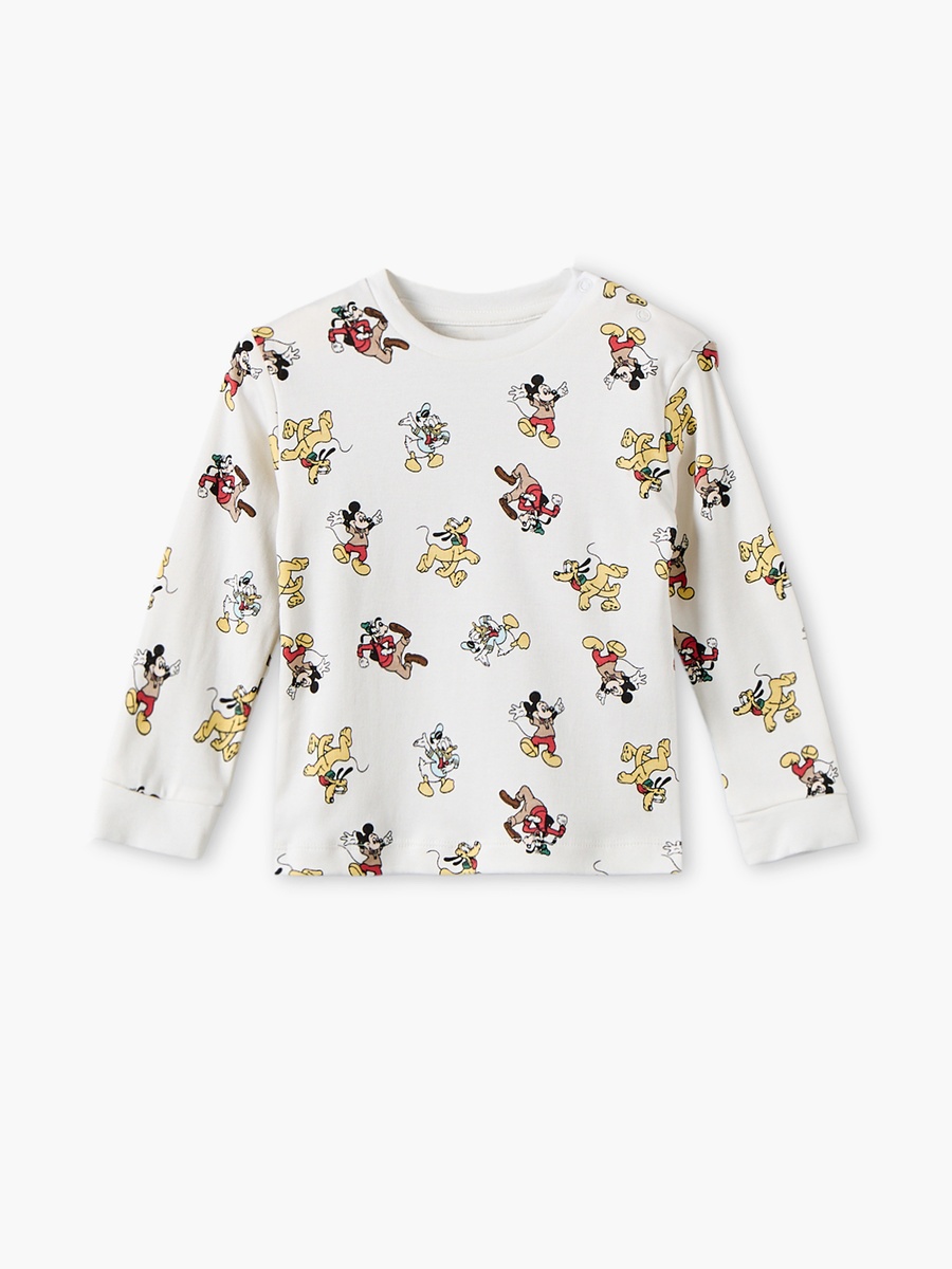 Pack of 2 Disney Cotton Crew Neck Long Sleeves Pyjama Set with Mickey Mouse Print