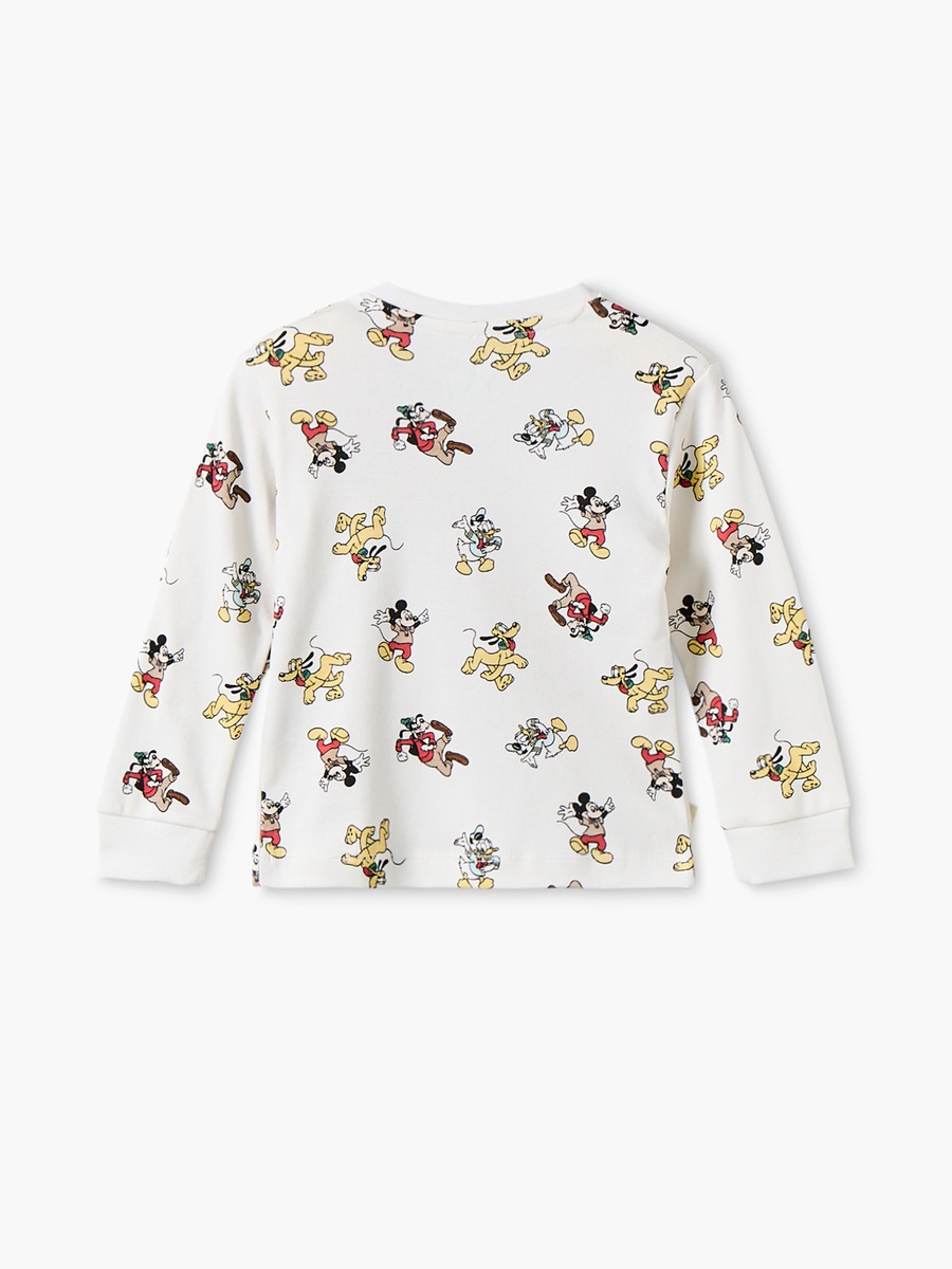 Pack of 2 Disney Cotton Crew Neck Long Sleeves Pyjama Set with Mickey Mouse Print