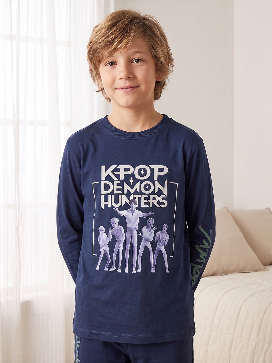 Netflix Crew Neck Long Sleeves Pyjama Set with KPop Demon Hunters Print