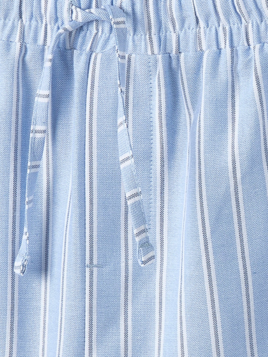 Juniors Cotton Crew Neck Long Sleeves Pyjama Set with Stripes