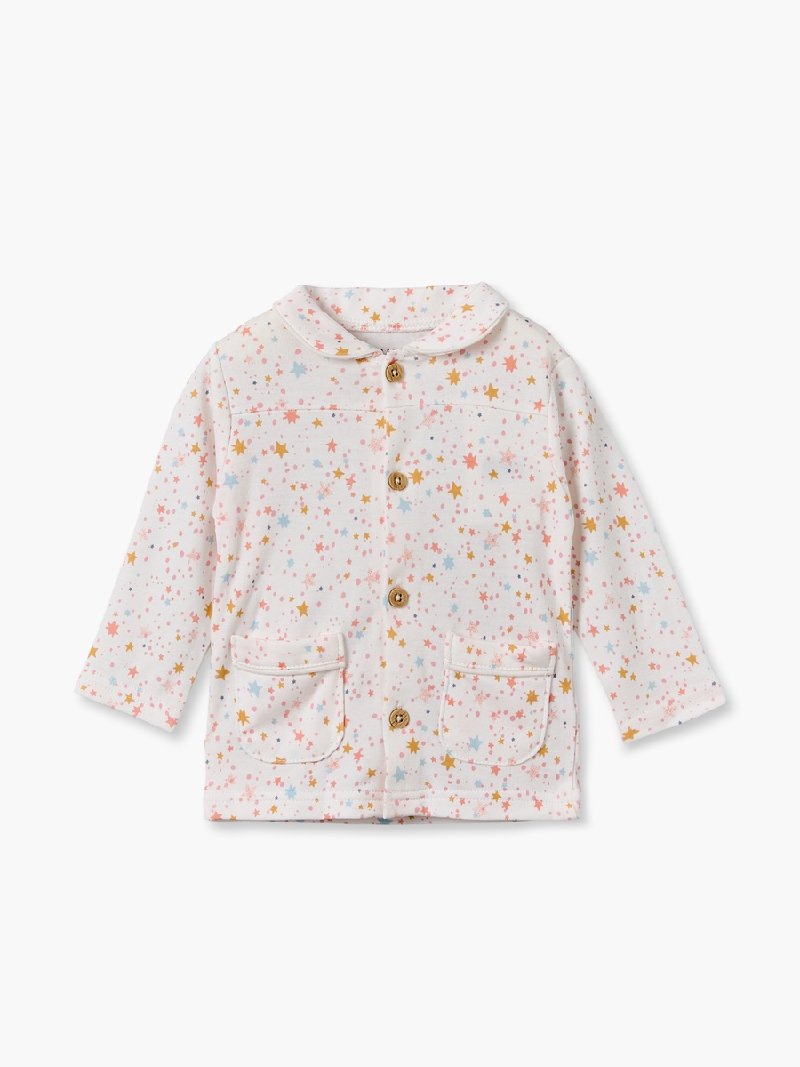 Juniors Cotton Collared Long Sleeves Shirt with Pyjamas with Star Print