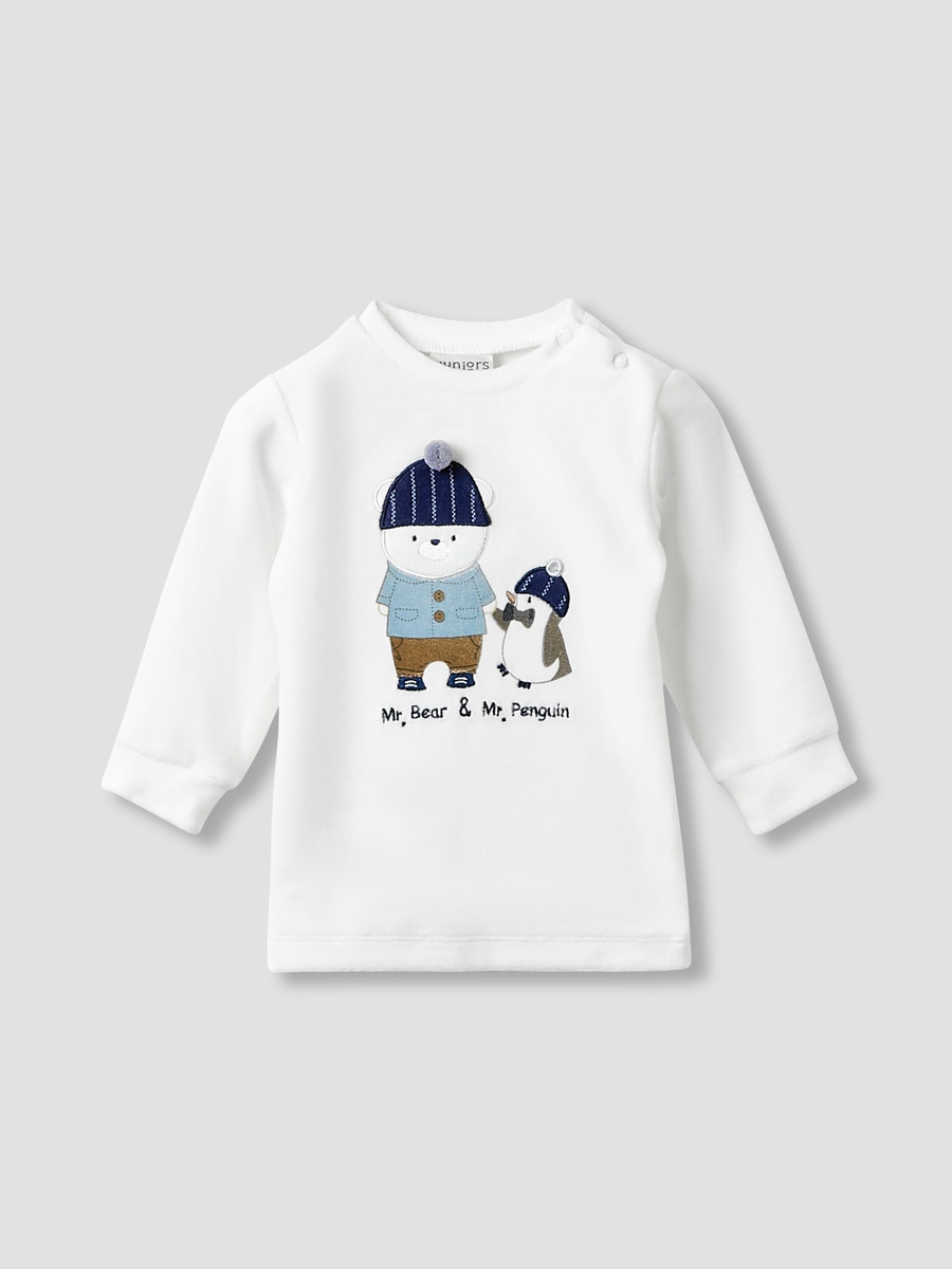 Juniors Pyjama Set with Bear Applique - Long Sleeves - Crew Neck