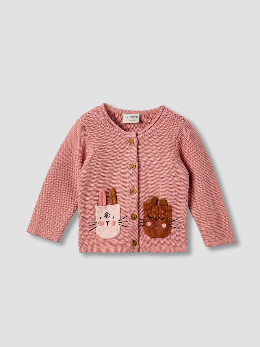 Juniors Cotton Round Neck Long Sleeves Pyjama Set with Applique Detail