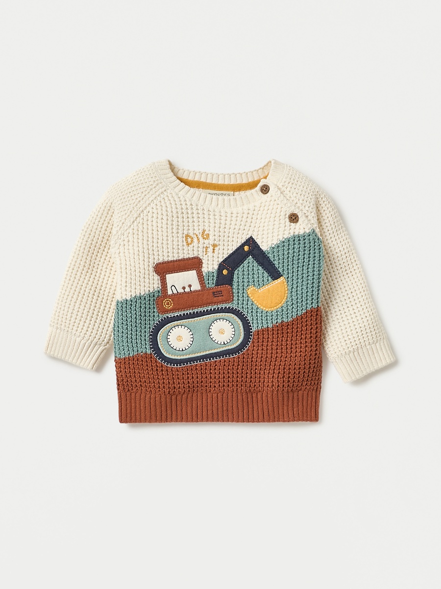 Juniors Construction Vehicle Embroidered Sweater and Pyjama Set