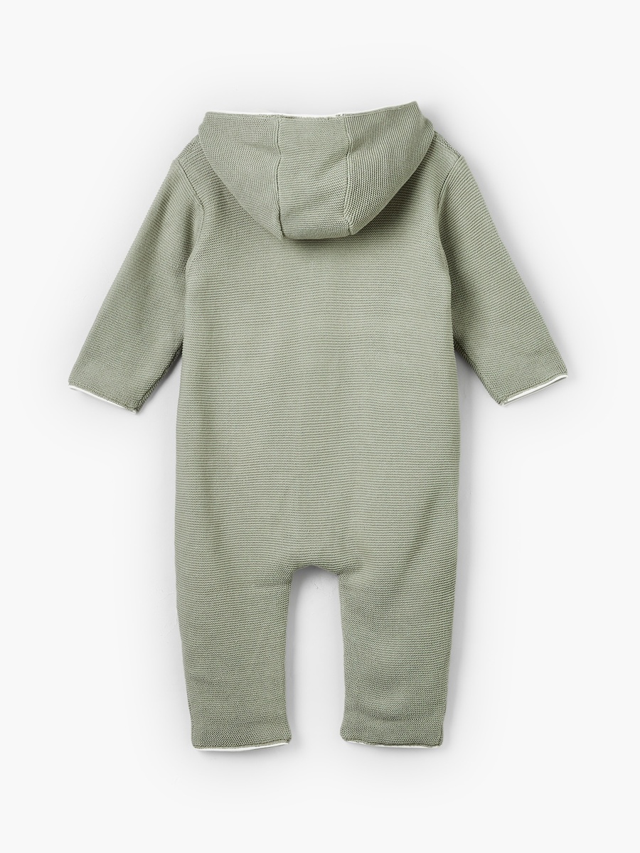 Giggles Hooded Long Sleeves Romper with Button Closure