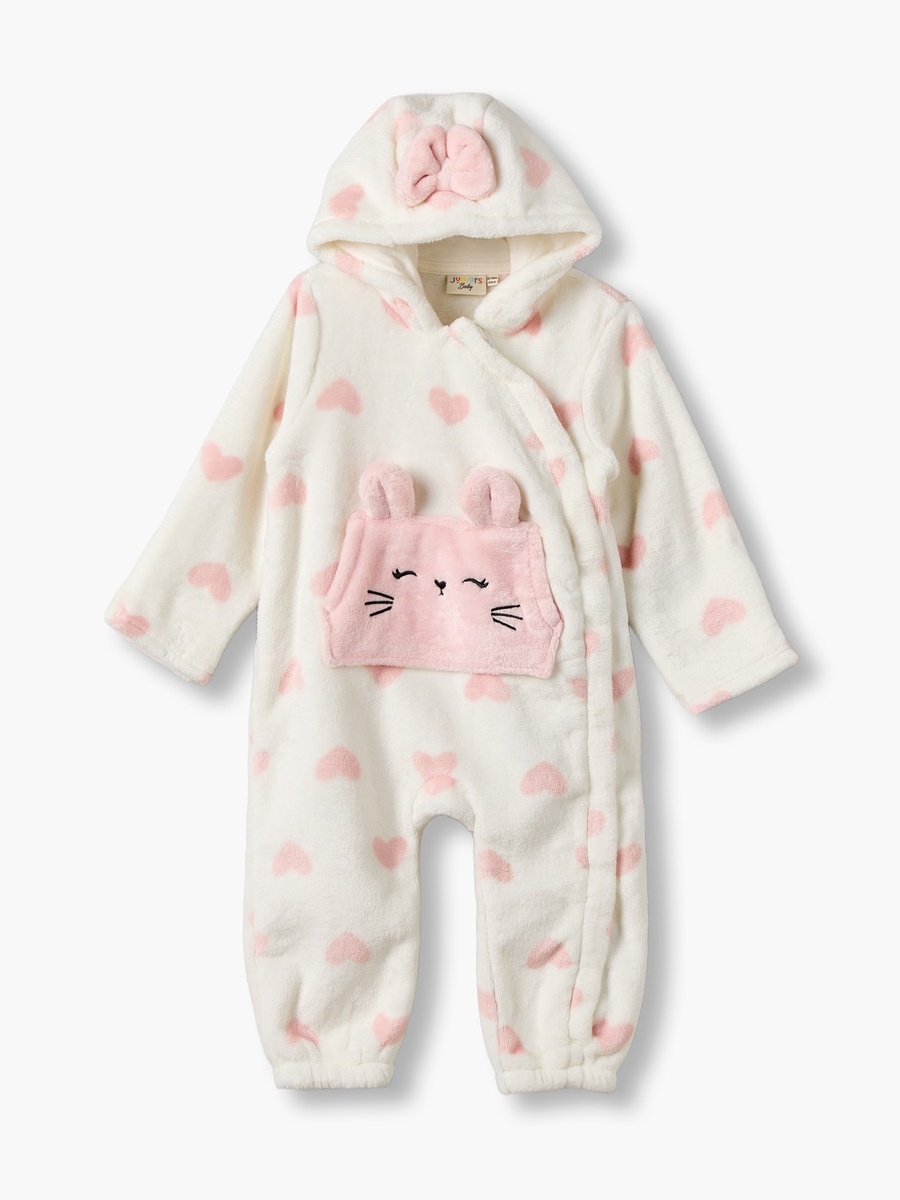 Juniors Hooded Long Sleeves Sleepsuit with Heart Print