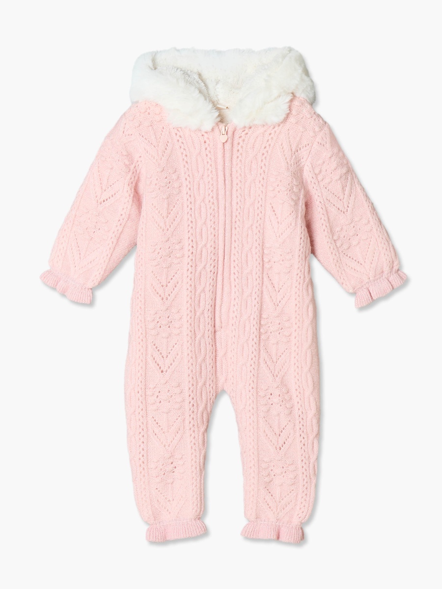 Giggles Hooded Neck Long Sleeves Romper with Zip Closure
