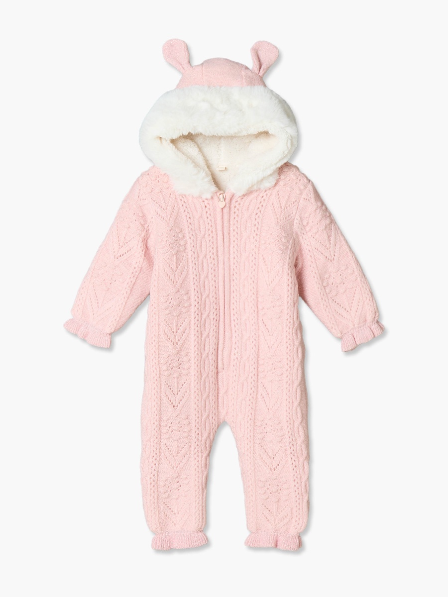 Giggles Hooded Neck Long Sleeves Romper with Zip Closure