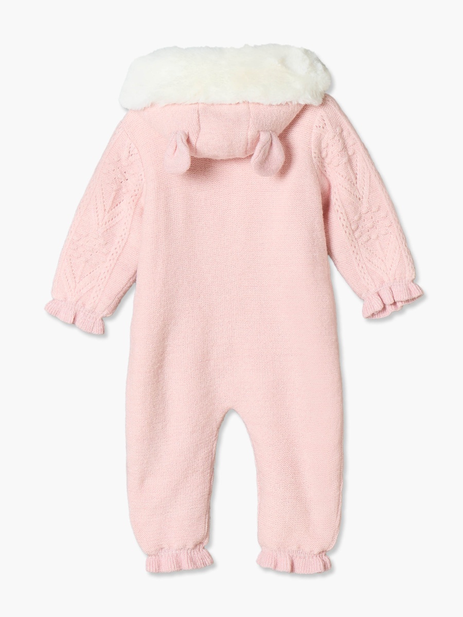 Giggles Hooded Neck Long Sleeves Romper with Zip Closure