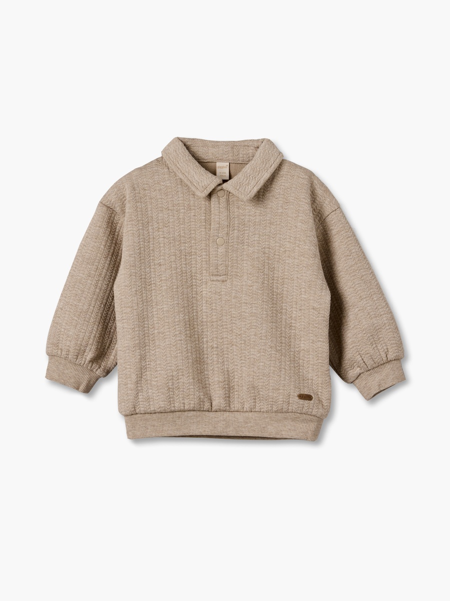 Giggles Collared Long Sleeves Sweatshirt and Joggers Set with Half Button Placket