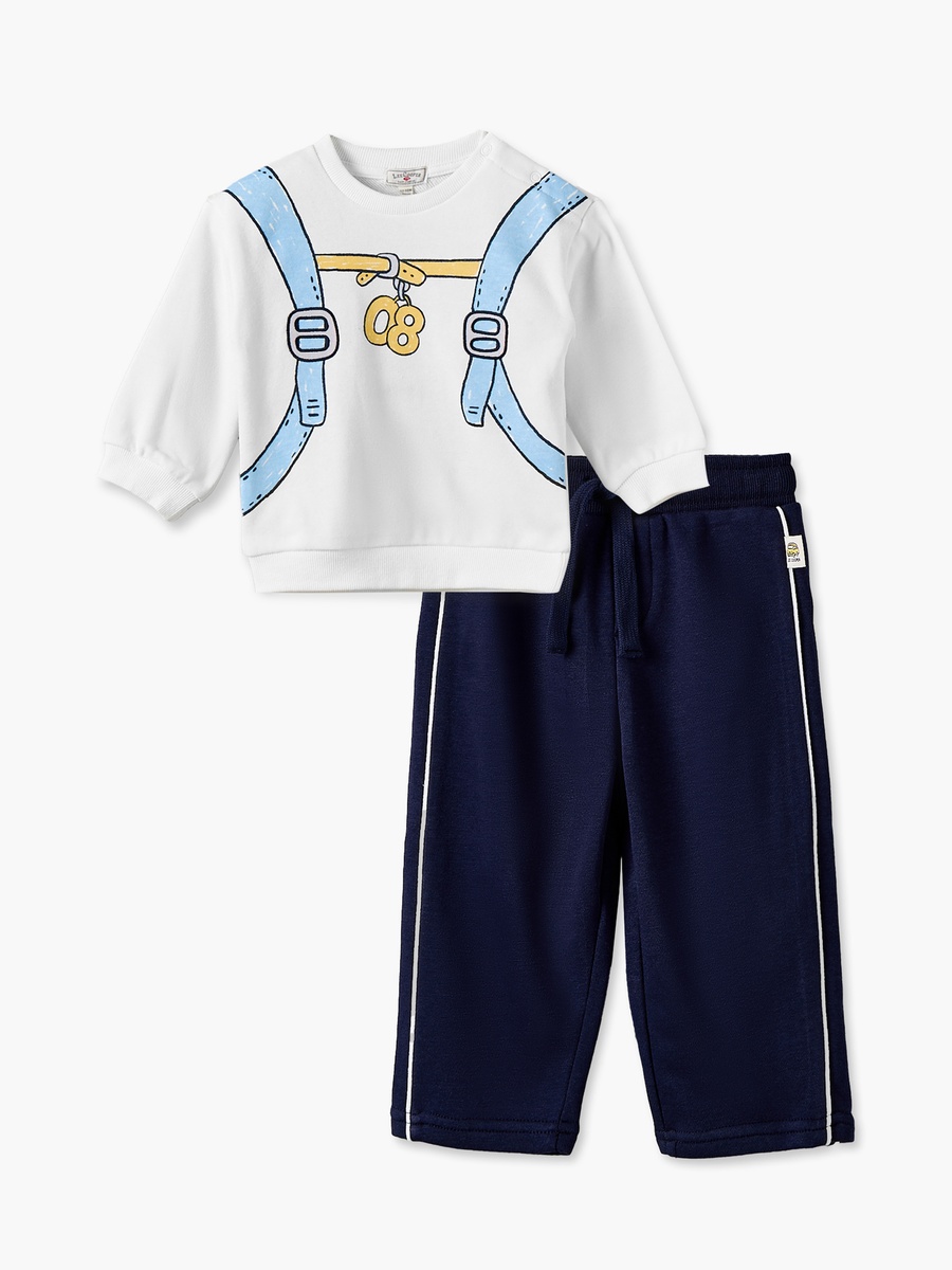 Lee Cooper Crew Neck Long Sleeves Sweatshirt and Jogger Set with Graphic Print