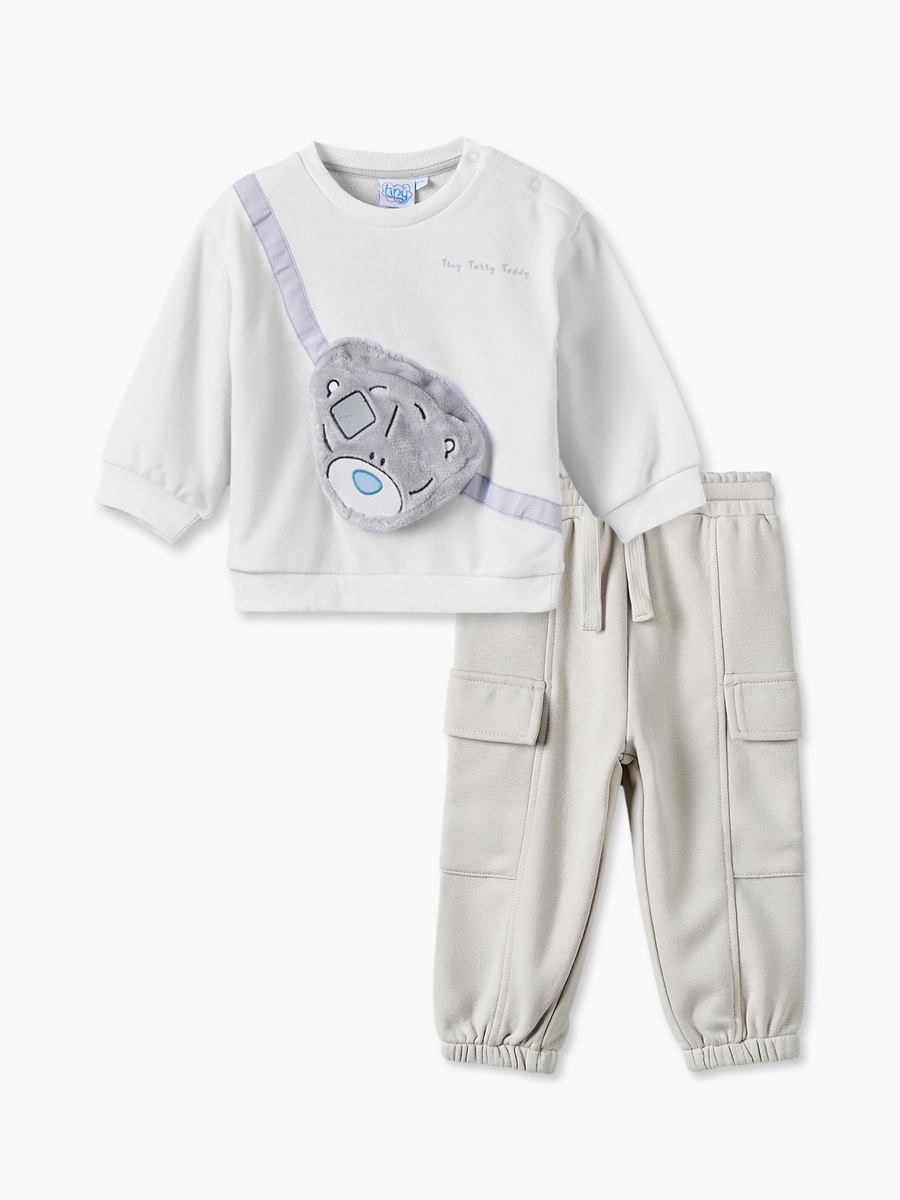 Carte Blanche Crew Neck Long Sleeves Sweatshirt and Jogger Set Teddy Applique