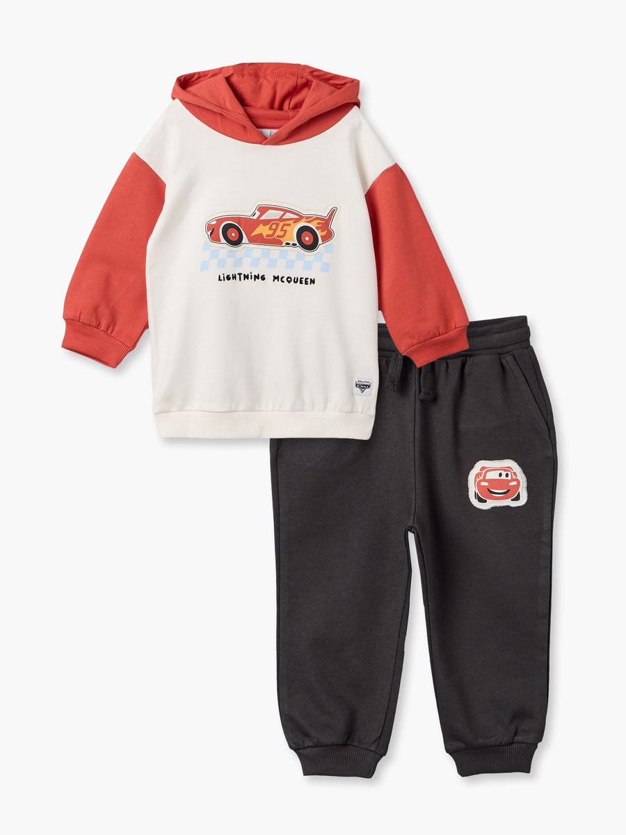Disney Hooded Long Sleeves Sweatshirt and Joggers Set with Lightning McQueen Print