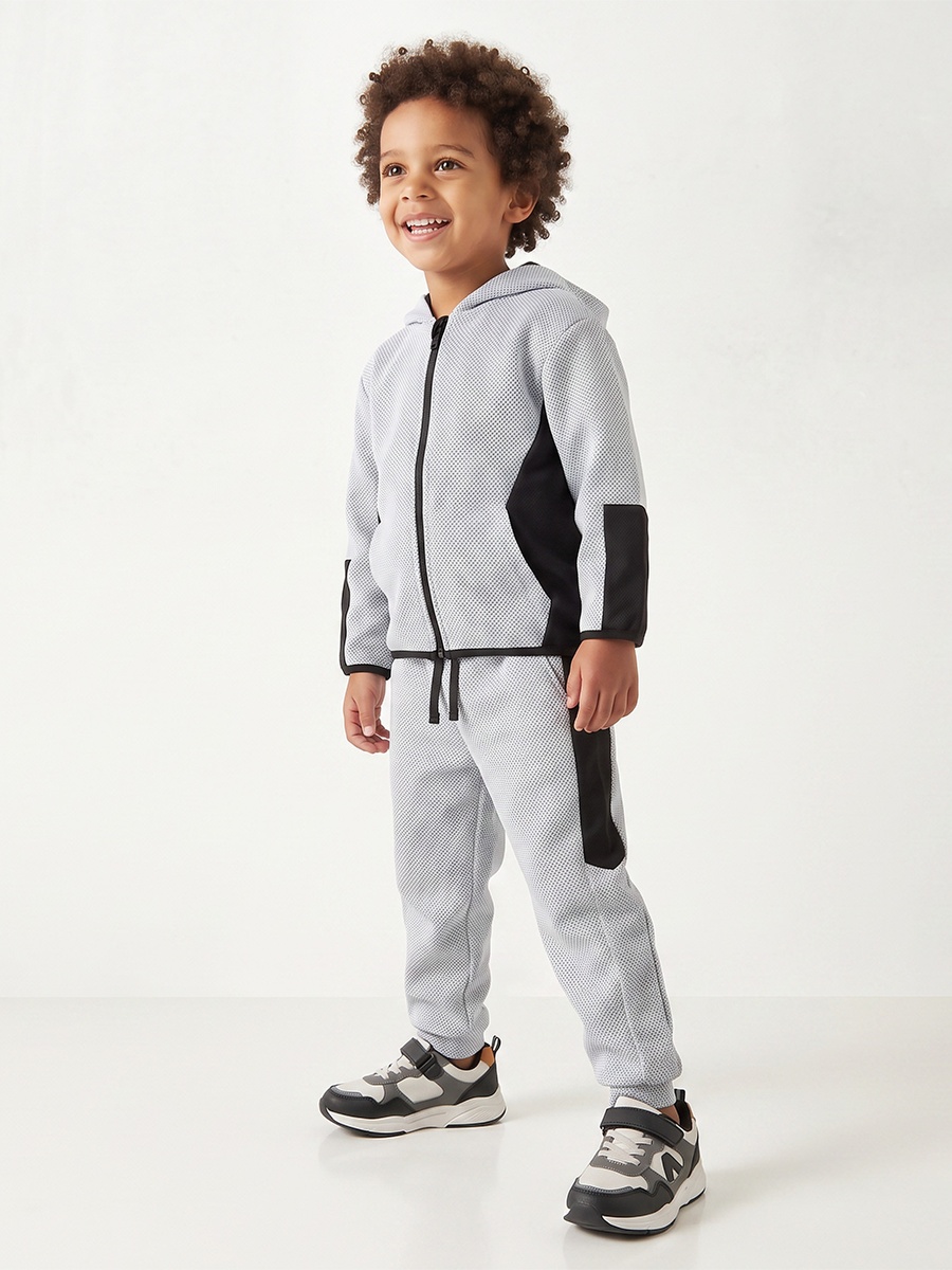 Juniors Hooded Neck Long Sleeves Jacket and Joggers Set with Kangaroo Pocket