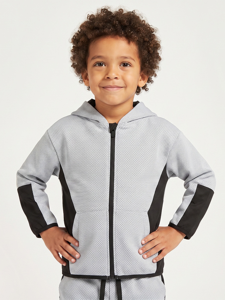 Juniors Hooded Neck Long Sleeves Jacket and Joggers Set with Kangaroo Pocket