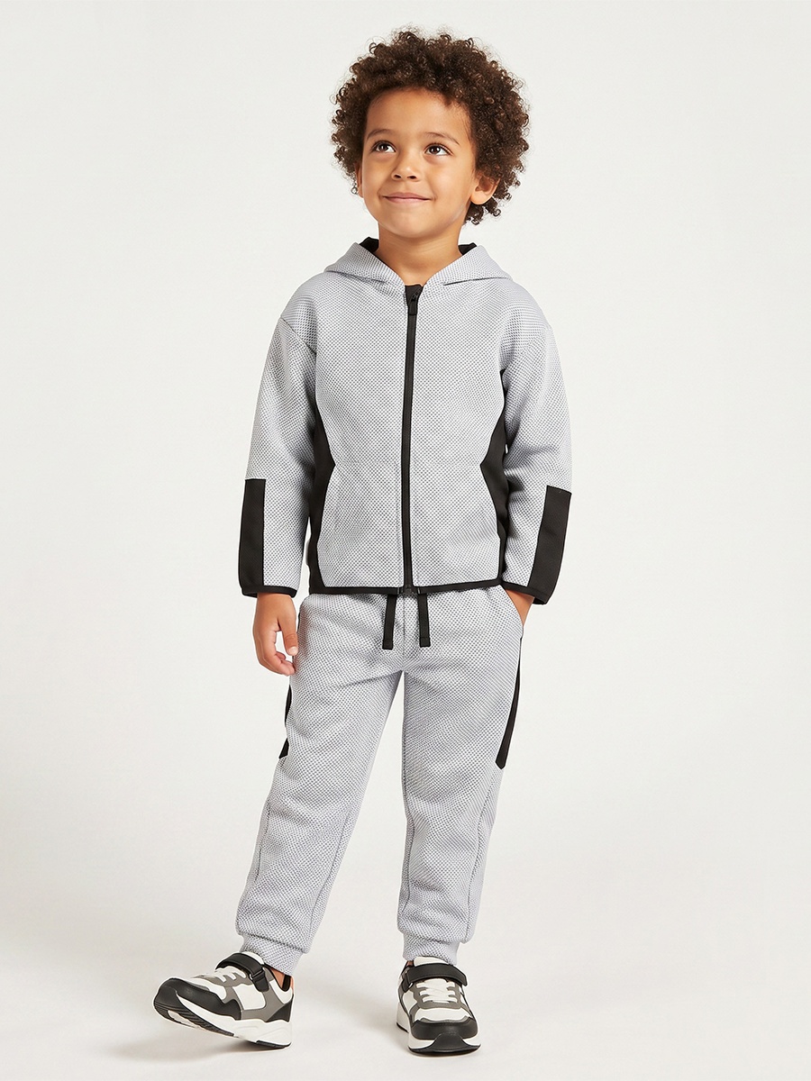 Juniors Hooded Neck Long Sleeves Jacket and Joggers Set with Kangaroo Pocket
