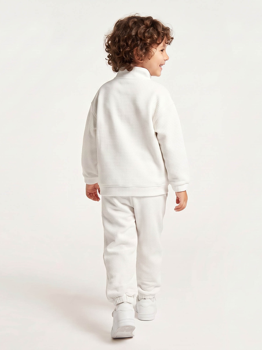 Juniors High Neck Long Sleeves Sweatshirt and Joggers Set with Waffle Textured