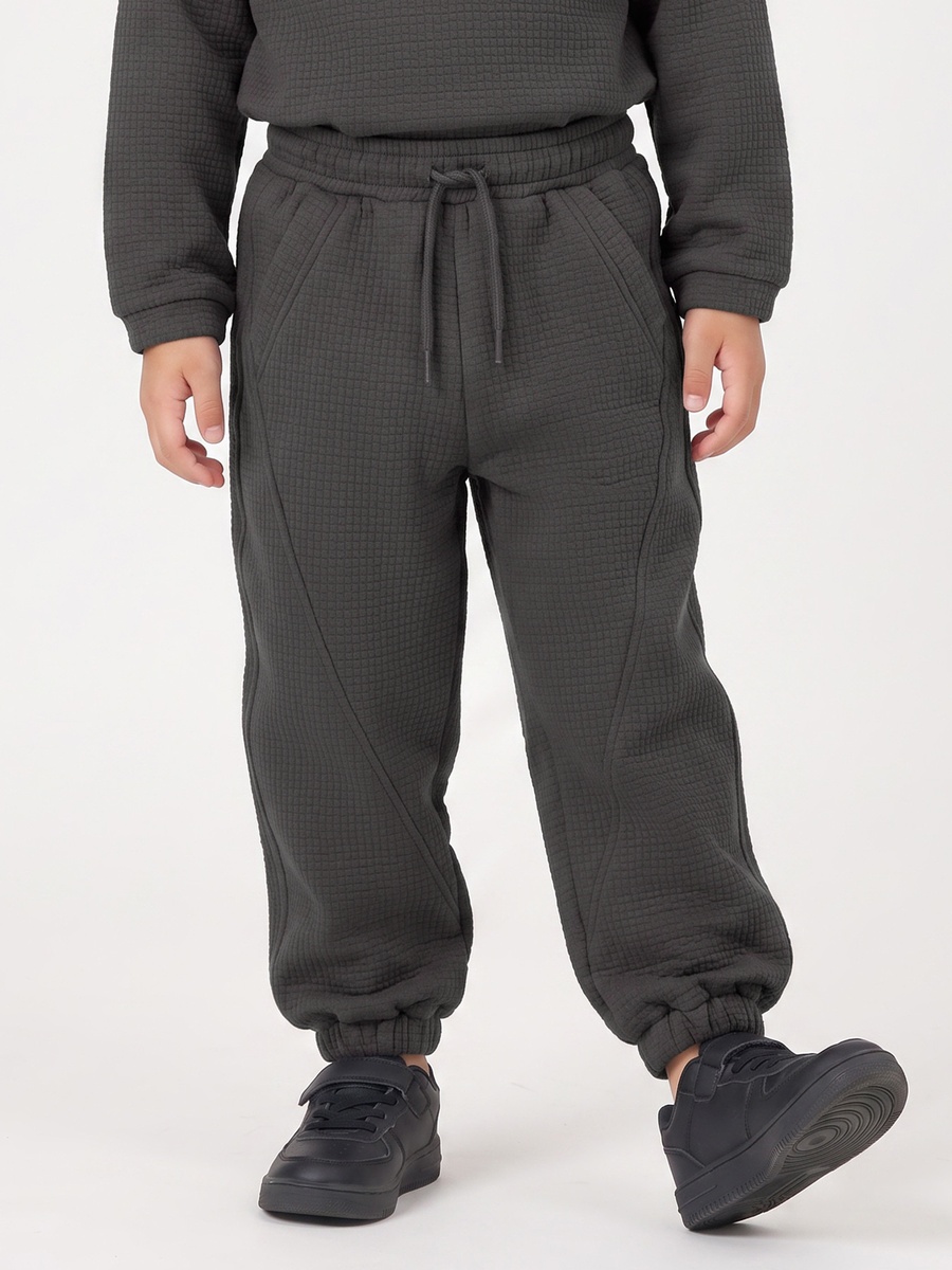 Juniors High Neck Long Sleeves Sweatshirt and Joggers Set with Waffle Textured