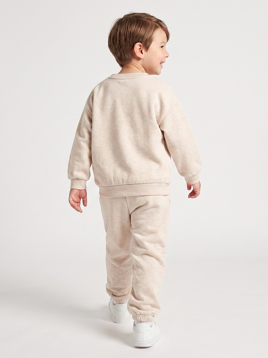 Juniors Crew Neck Long Sleeves Sweatshirt and Joggers Set with Embroidery