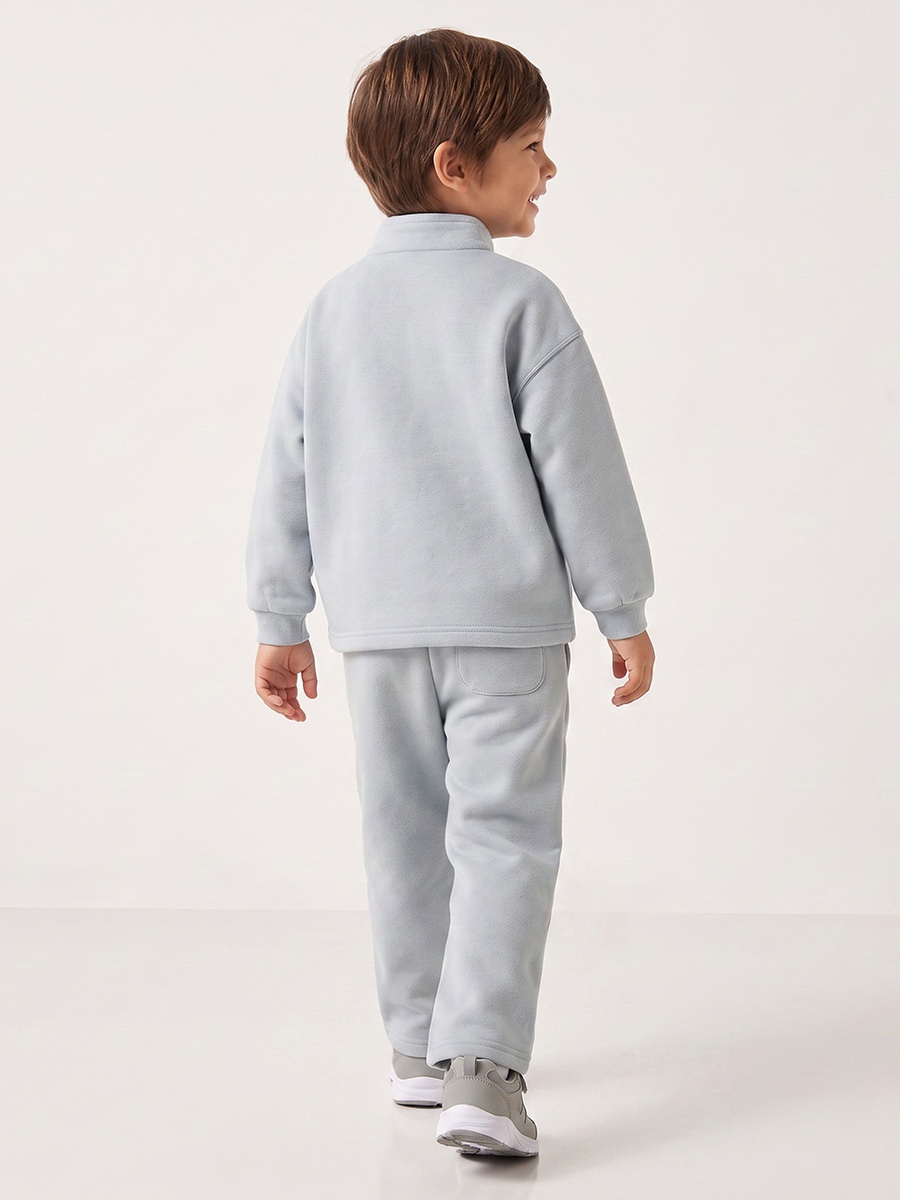 Juniors High Neck Long Sleeves Sweatshirt and Track Pants Set with Penguin Embroidery