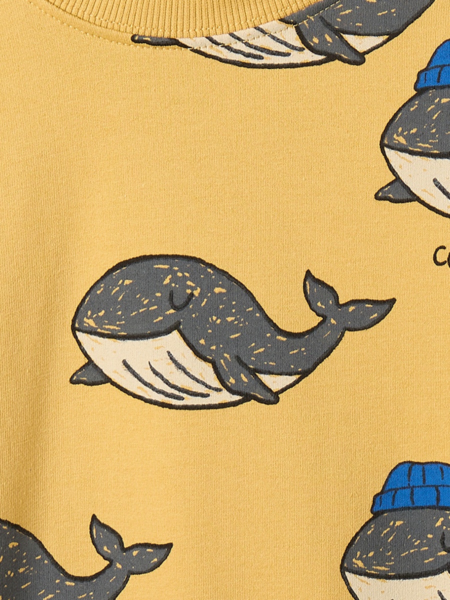 Juniors Crew Neck Long Sleeves Sweatshirt and Joggers Set with Whale Print