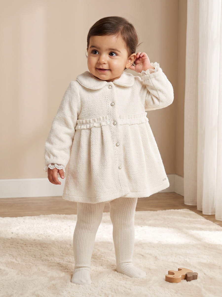 Giggles Collared Long Sleeves Top and Tights Set with Hairband